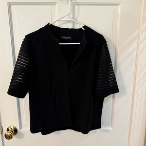 Lafayette 148 New York Black Textured Sleeve Jacket